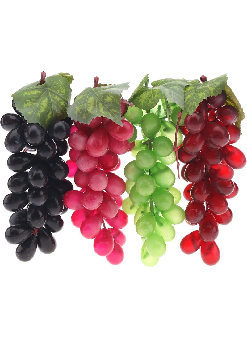LATIFA 4pcs Artificial Lifelike Grape Cluster Fake Fruit Decoration Home Party Christmas Photography Props - Image 3