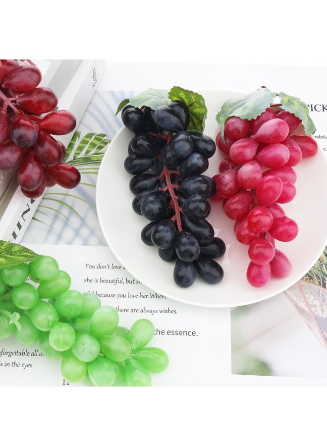 LATIFA 4pcs Artificial Lifelike Grape Cluster Fake Fruit Decoration Home Party Christmas Photography Props - Image 2