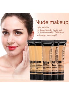 Brrnoo Miss Rose Matte Foundation Smooth Liquid Concealer Cream Makeup Base Face Liquid Foundation Matte Wear Concealer Sun Block Cream(2) Miss Rose Matte Foundation  - Image 4