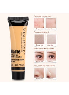 Brrnoo Miss Rose Matte Foundation Smooth Liquid Concealer Cream Makeup Base Face Liquid Foundation Matte Wear Concealer Sun Block Cream(2) Miss Rose Matte Foundation  - Image 5