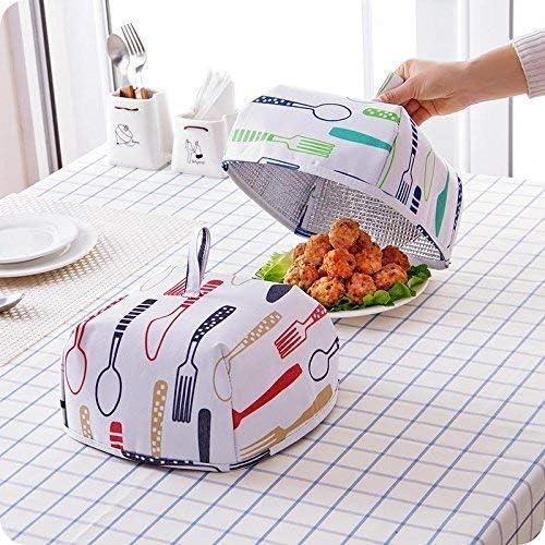 POPLEY Insulated Foldable Food Cover Anti-dust Heat Kitchen Lid for Hot Food Food Dish Insulation Cover & Mosquitoes Insect Protection(set of 2) (Insulated Foldable Food Cover 1 Big 1 Small) - Image 2