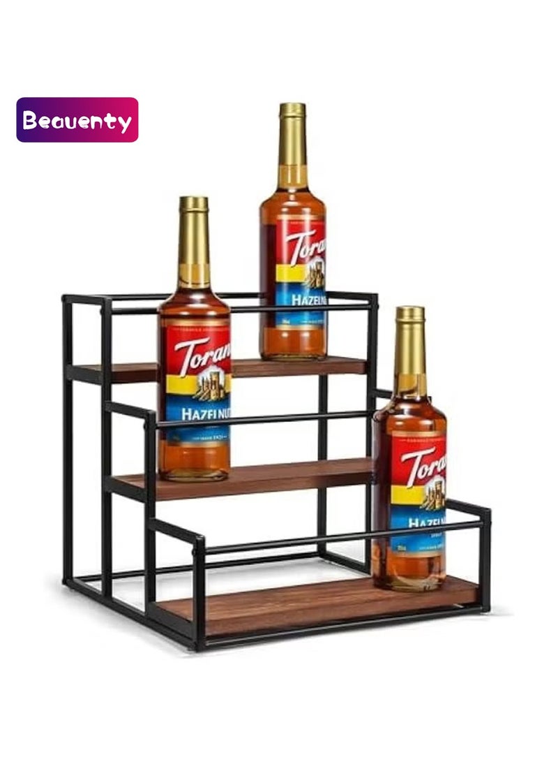 Beauenty Coffee Syrup Rack Organizer Syrup Bottle Holder Stand for Coffee Bar 3-Tier 12 Bottles Storage Shelves for Syrup, Spice rack, Dressing for Kitchen Coffee Station - Image 1