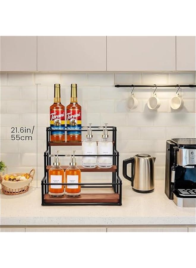 Beauenty Coffee Syrup Rack Organizer Syrup Bottle Holder Stand for Coffee Bar 3-Tier 12 Bottles Storage Shelves for Syrup, Spice rack, Dressing for Kitchen Coffee Station - Image 5