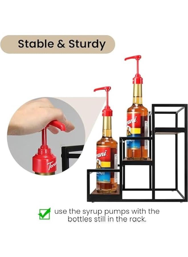 Beauenty Coffee Syrup Rack Organizer Syrup Bottle Holder Stand for Coffee Bar 3-Tier 12 Bottles Storage Shelves for Syrup, Spice rack, Dressing for Kitchen Coffee Station - Image 4
