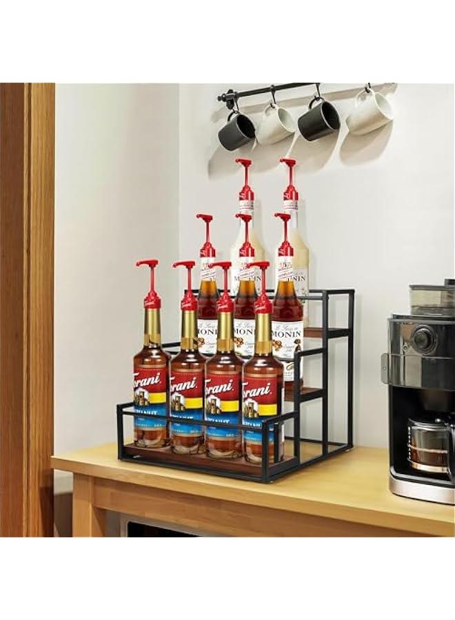 Beauenty Coffee Syrup Rack Organizer Syrup Bottle Holder Stand for Coffee Bar 3-Tier 12 Bottles Storage Shelves for Syrup, Spice rack, Dressing for Kitchen Coffee Station - Image 2