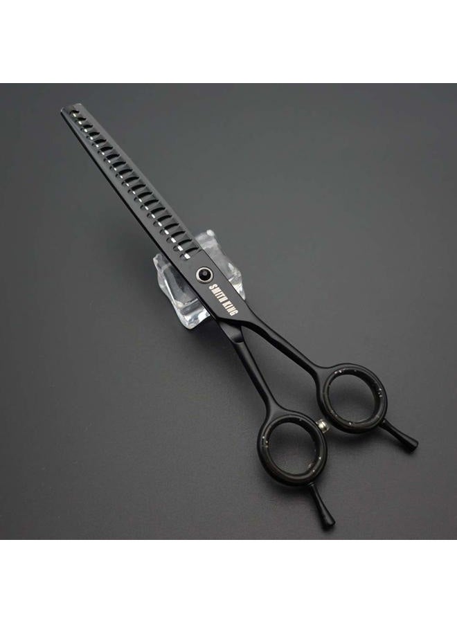 Smithking 7.0 inches Professional Dog Grooming Scissors Set Straight & thinning & Curved & chunkers & comb 5pcs in 1 Set for left-handed & right handed Black - Image 4