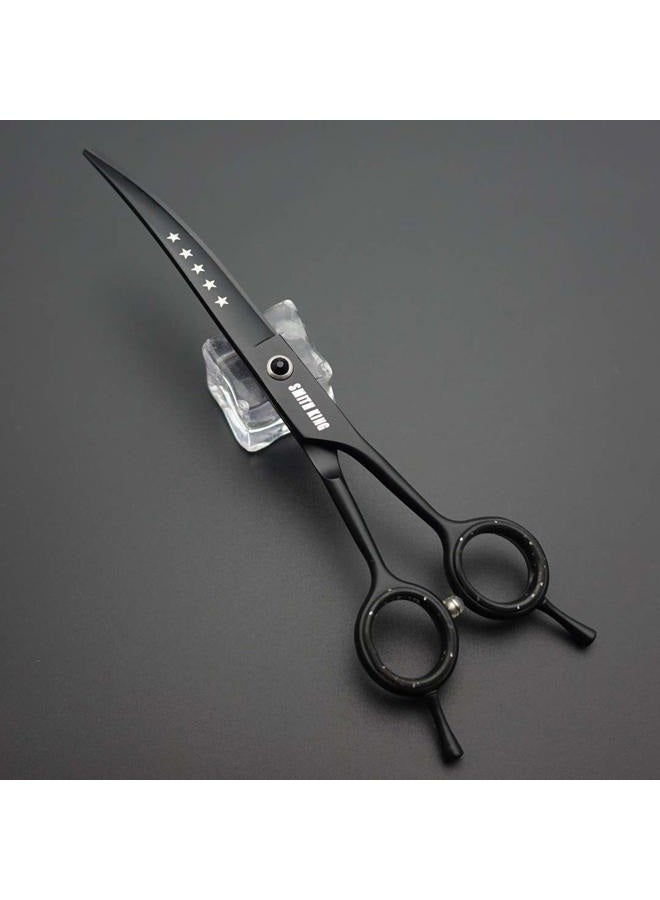 Smithking 7.0 inches Professional Dog Grooming Scissors Set Straight & thinning & Curved & chunkers & comb 5pcs in 1 Set for left-handed & right handed Black - Image 3