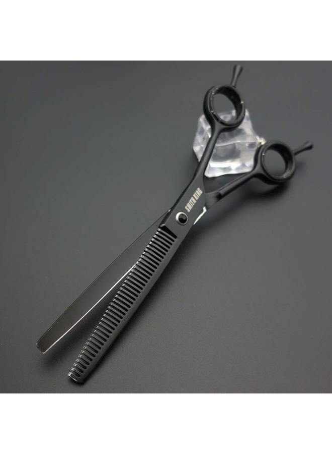 Smithking 7.0 inches Professional Dog Grooming Scissors Set Straight & thinning & Curved & chunkers & comb 5pcs in 1 Set for left-handed & right handed Black - Image 5