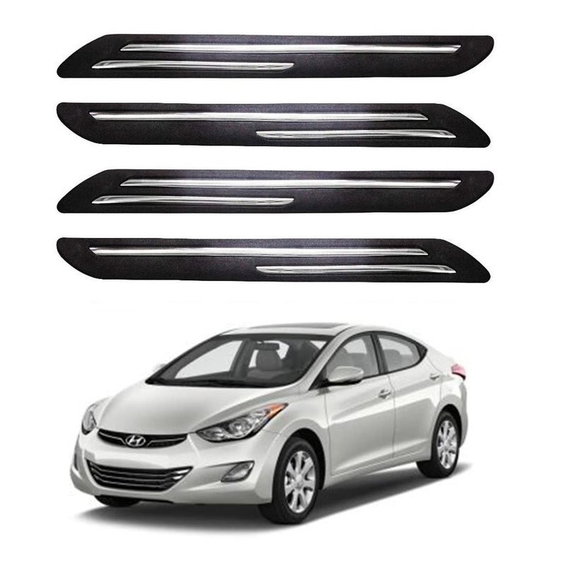 Bowrain Car Bumper Protector for Hyundai Elantra - (Black, Pack of 4, Chrome Strip) - Image 1