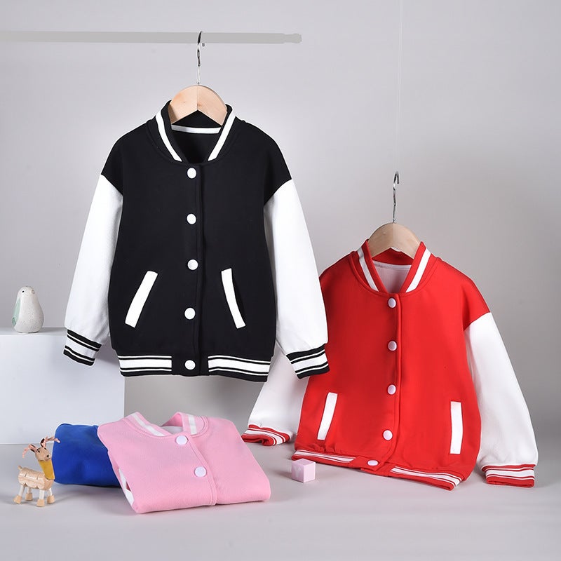 Children'S Baseball Suit Coat Korean Loose Casual Jacket Top School Uniform Class Uniform Printed Logo - Image 3