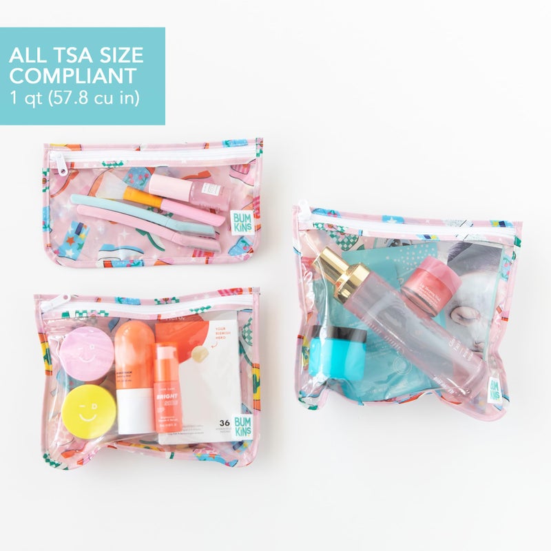 Bumkins Travel Bag, Toiletry, TSA Approved Pouch, Zip Bag, Quart Size Airline Compliant, Clear-Sided, Baby Diaper Bag Organization, Makeup, Accessories, CarryOn Packing, Set of 3 Sizes, Cowgirl Boots - Image 3