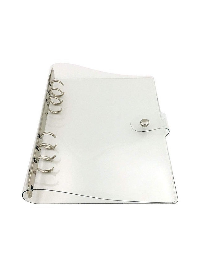 Chris.W 1Pack Transparent Soft Pvc 6-Ring Binder Cover W/Snap Button Closure For Ring-Bound Planner Pages, A5 Size(Inner Paper Not Included) (Clear, A5)  - Image 1