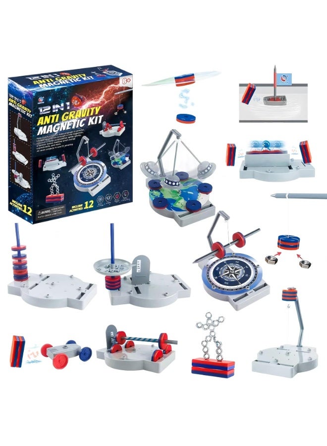HALAMODO مجموعة العلوم المغناطيسية 12 في 1 | لعبة STEM فيزياء للأطفال | مجموعة تجارب العلوم المغناطيسية | لعبة عائمة متقدمة | 12 نشاط مغناطيسي (بوصلة / عرض الطفو) | لعبة تعليمية للأعمار 8+ | مكونات متينة عالية الجودة | تشمل سيارة مغناطيسية / لعبة صيد | تصميم سهل وآمن - Image 1
