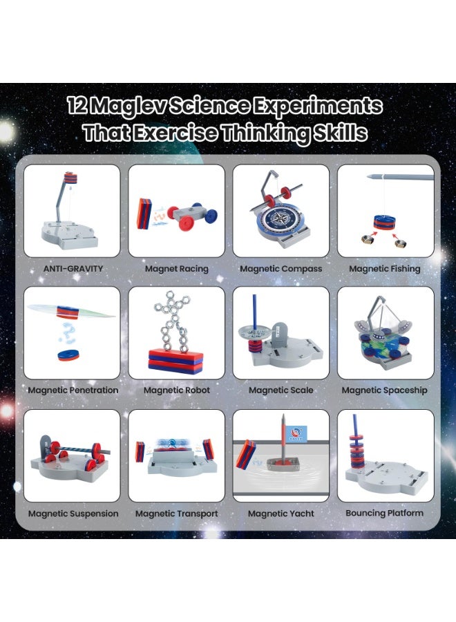 HALAMODO مجموعة العلوم المغناطيسية 12 في 1 | لعبة STEM فيزياء للأطفال | مجموعة تجارب العلوم المغناطيسية | لعبة عائمة متقدمة | 12 نشاط مغناطيسي (بوصلة / عرض الطفو) | لعبة تعليمية للأعمار 8+ | مكونات متينة عالية الجودة | تشمل سيارة مغناطيسية / لعبة صيد | تصميم سهل وآمن - Image 3