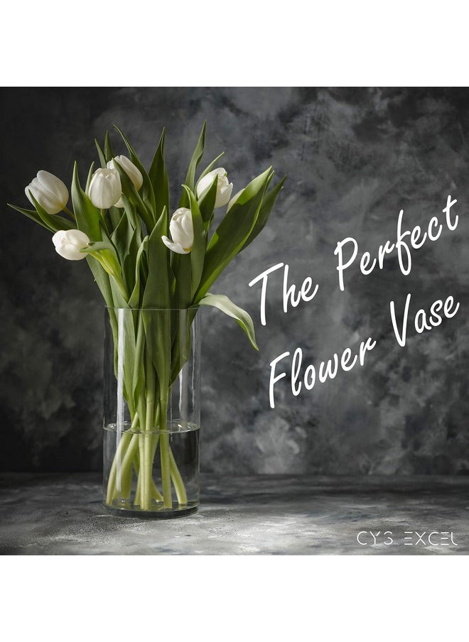 CYS EXCEL CYS Excel Glass Cylinder Vase (H:10" D:5") | Multiple Size Choices Glass Flower Vase Centerpieces | Hurricane Floating Candle Holder Vase  - Image 3