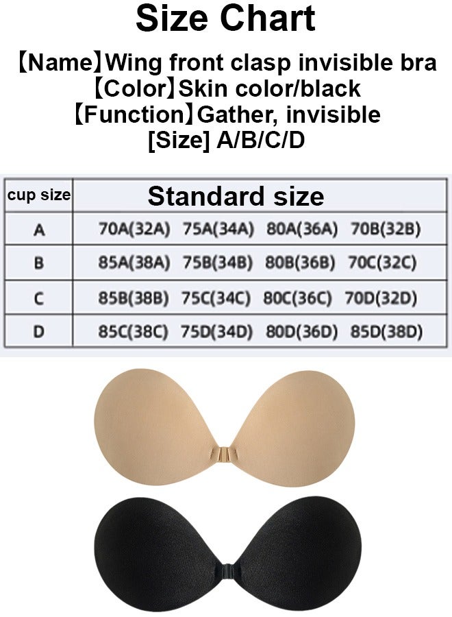 ZCM-HAPPY 2 Piece Women Push Up Backless Silicone Front Closure Invisible Bra – Strapless, Adhesive, Round Cup and Self-Adhesive Nipple Cover - Image 2