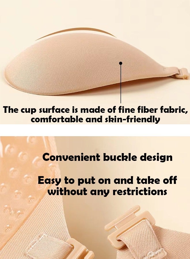 ZCM-HAPPY 2 Piece Women Push Up Backless Silicone Front Closure Invisible Bra – Strapless, Adhesive, Round Cup and Self-Adhesive Nipple Cover - Image 5