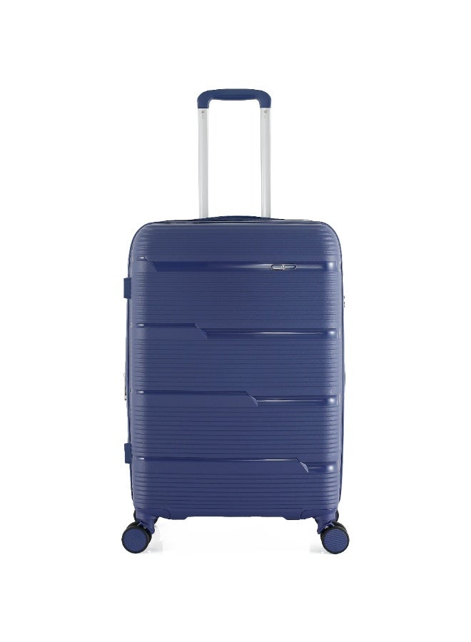 اتش تي حقيبة سفر H.T Checked Luggage - حقائب سفر متينة ذات غلاف صلب مزودة بعجلات دوارة ومقبض تلسكوبي وسحابات مضادة للسرقة (65 لتر، حقيبة سفر خفيفة الوزن) (أزرق، صغير الحجم 24 بوصة) - Image 1