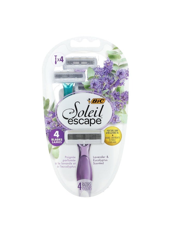 BIC, Soleil Escape, Women's Disposable Razors, Lavender & Eucalyptus, 4 Razors - Image 1