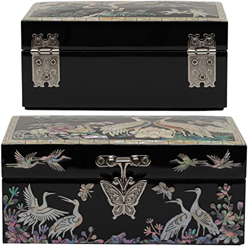 February Mountain Mother of Pearl Small Jewelry Box for women - Handmade Made in Korea - Unique Gift ideas for Mom,Girl friend,Sister,Grandma Birthday, Anniversary, Christmas (Crane) - Image 3