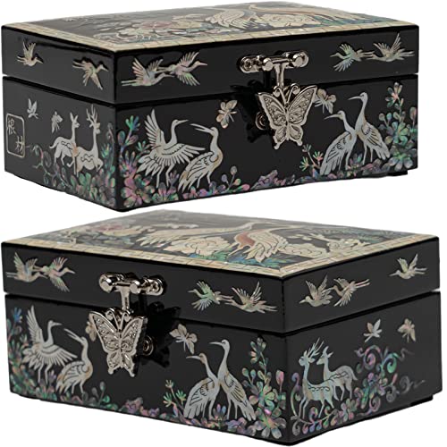 February Mountain Mother of Pearl Small Jewelry Box for women - Handmade Made in Korea - Unique Gift ideas for Mom,Girl friend,Sister,Grandma Birthday, Anniversary, Christmas (Crane) - Image 4