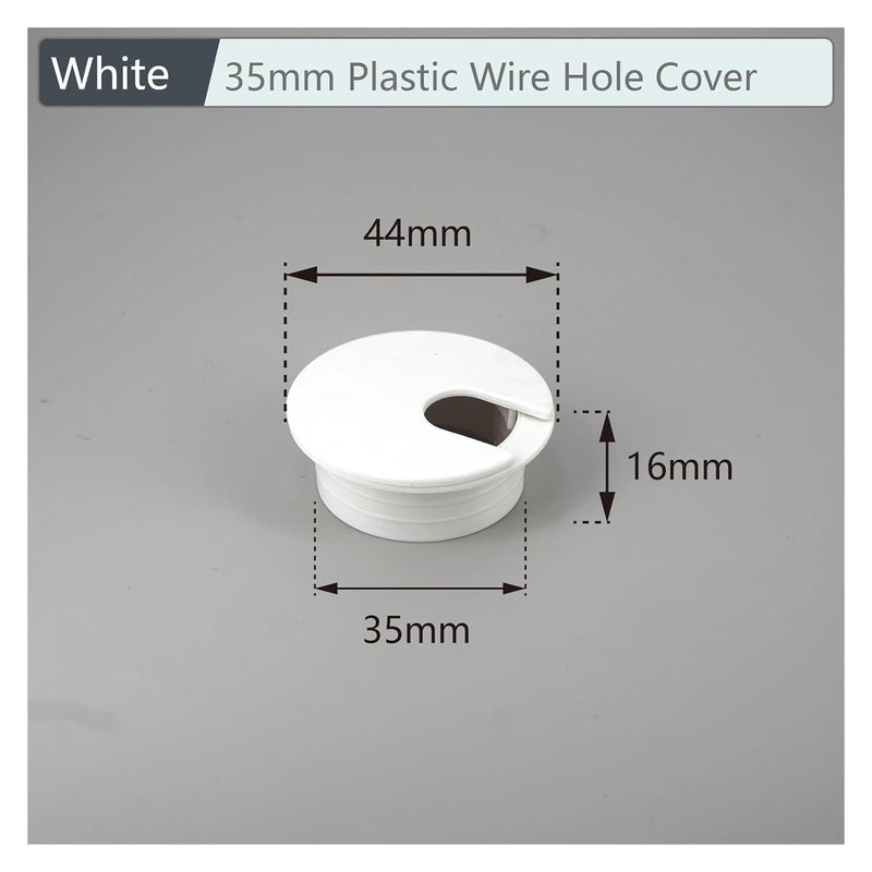 35mm White Plastic Desk Grommet 30Pcs Cable Hole Cover Outlet Port for Table Computer PC - Image 3