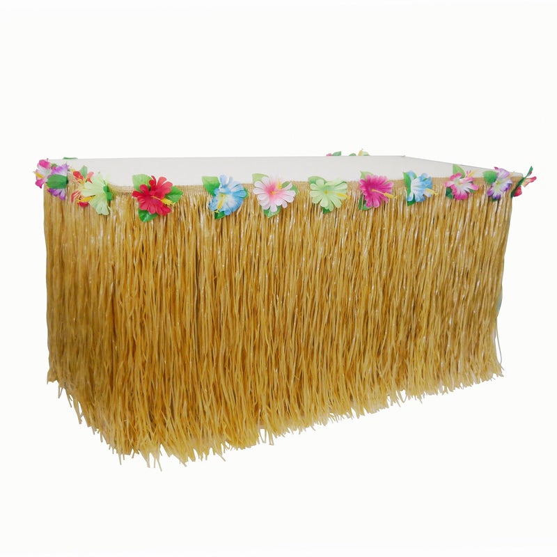 JEKANEL JEKANEL Table Grass Skirt for Hawaiian Hula Luau Party Decoration Table Decor Supplies9ft 1
