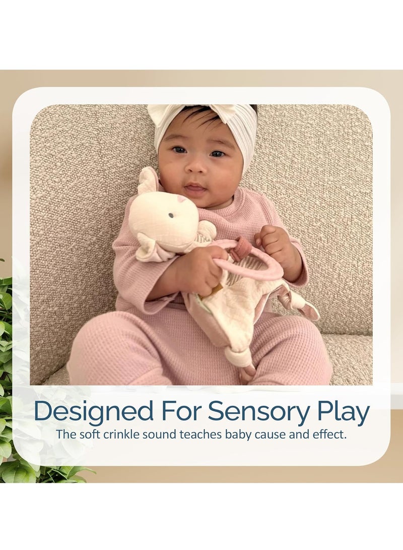 Gonice Crinkle Sensory Toy Bunny with Crinkle Sound for Babies & Toddlers - Features Soft Braided Teething Ring & Textured Ribbons, Designed for Ages 0 Months and Up  - Image 3