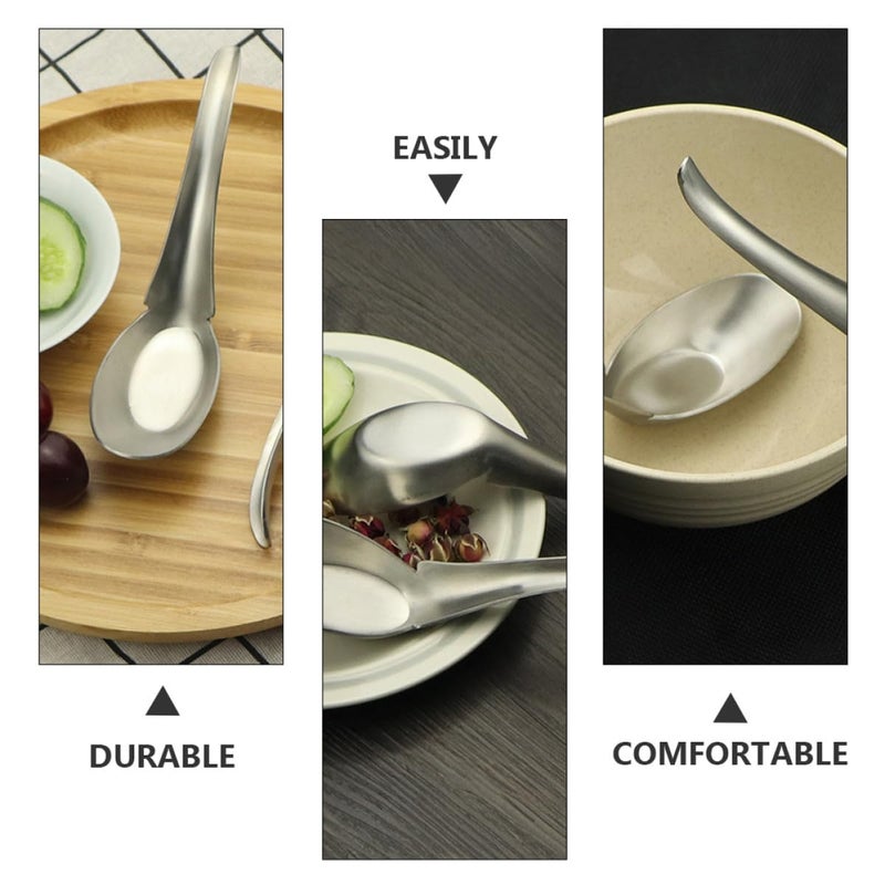 Stainless Steel Flat Bottom Soup Spoon Thickened Heavy Duty Kitchen Utensil - Image 4