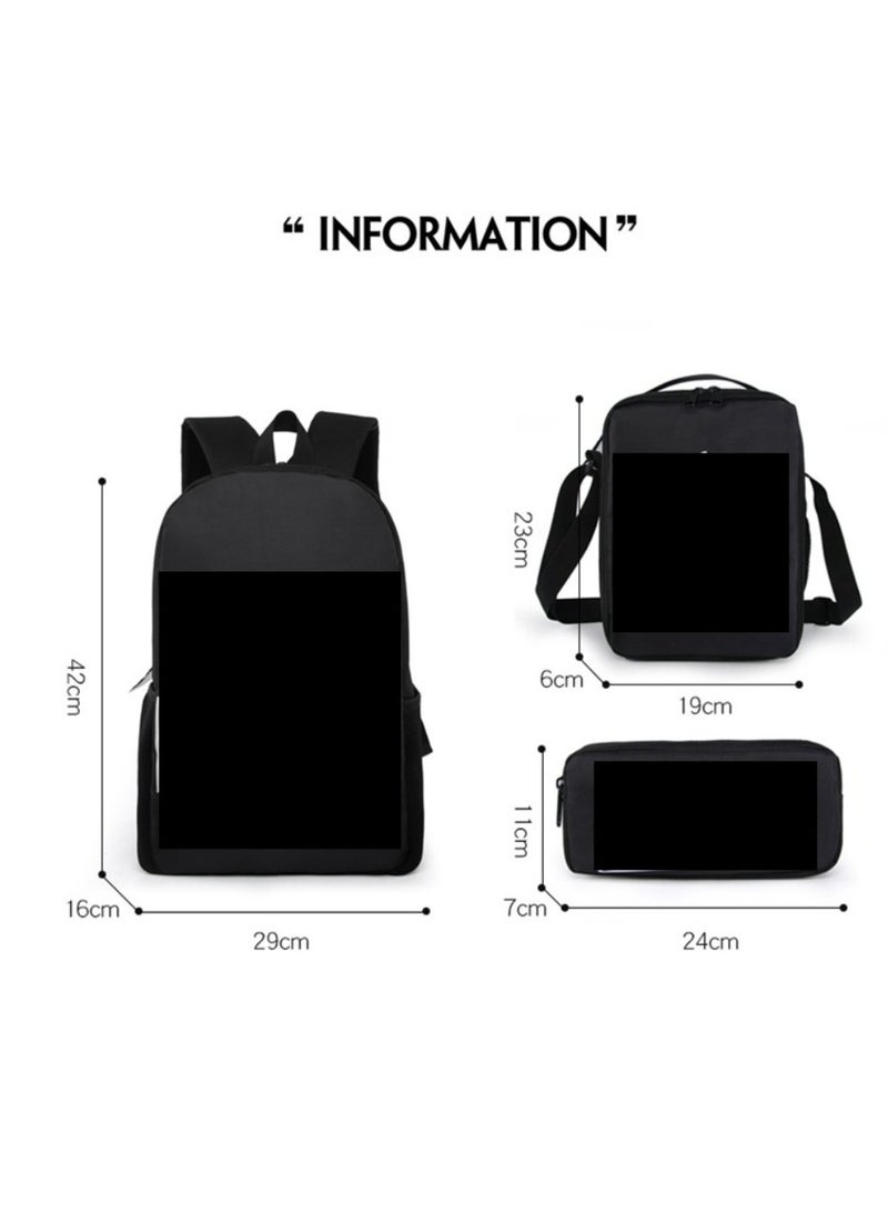 MINECRAFT Digital Printing Large Capacity Backpack Three piece Set Lunch Bag Pen Bag Polyester Comfortable Load Reducing Backpack for Students and Children Unisex - Image 2