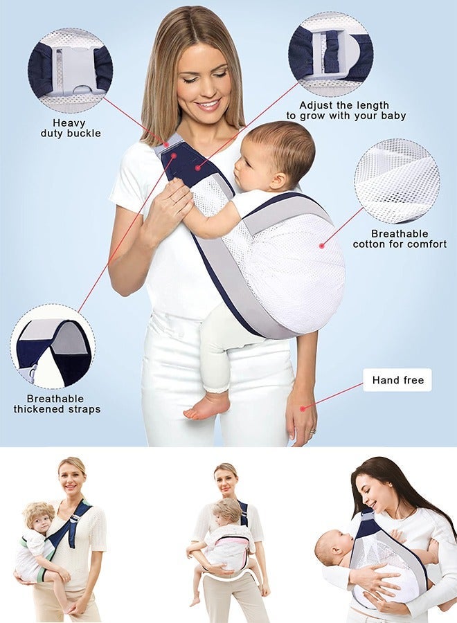 Baby Sling Carrier, Adjustable Ergonomic Baby Carrier with Breathable Mesh - Green - Image 3