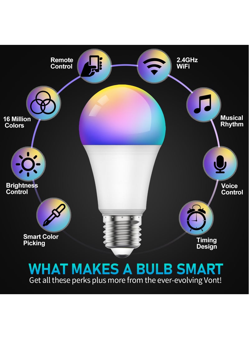 SKY-TOUCH 1pc Smart Light Bulb, Multi Color Changing Dimmable Smart Wifi And Bluetooth Compatible With Alexa And Google Home Assistant - Image 2