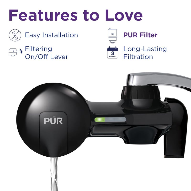 PUR Horizontal Faucet Mount Water Filtration System with Lead Reducing Filter for Cleaner, Filtered Tap Water, Lasts 100 Gallons, Sink Water Filter, Fits Most Kitchen or Bathroom Faucets, Black - Image 4