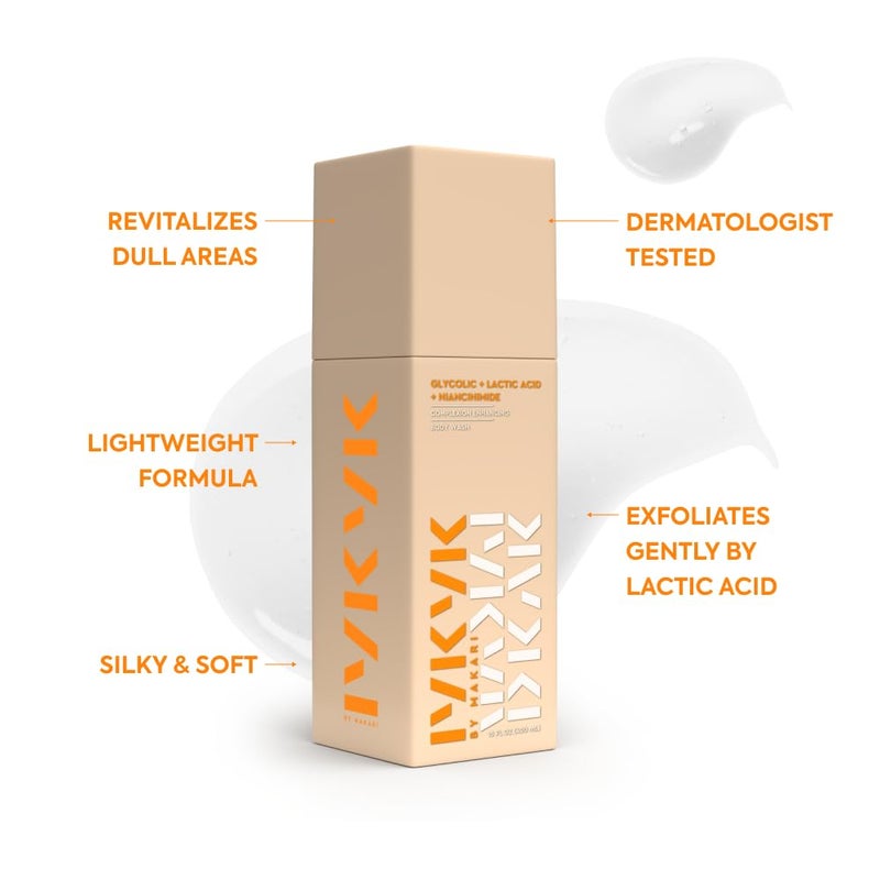 Makari IYKYK By Makari Gentle Exfoliating Body Wash with Glycolic Acid Lactic Acid Niacinamide Removes Dry Skin for Smooth Radiant Complexion Vegan Body Wash No Fragrance Paraben Sulfate - Image 3