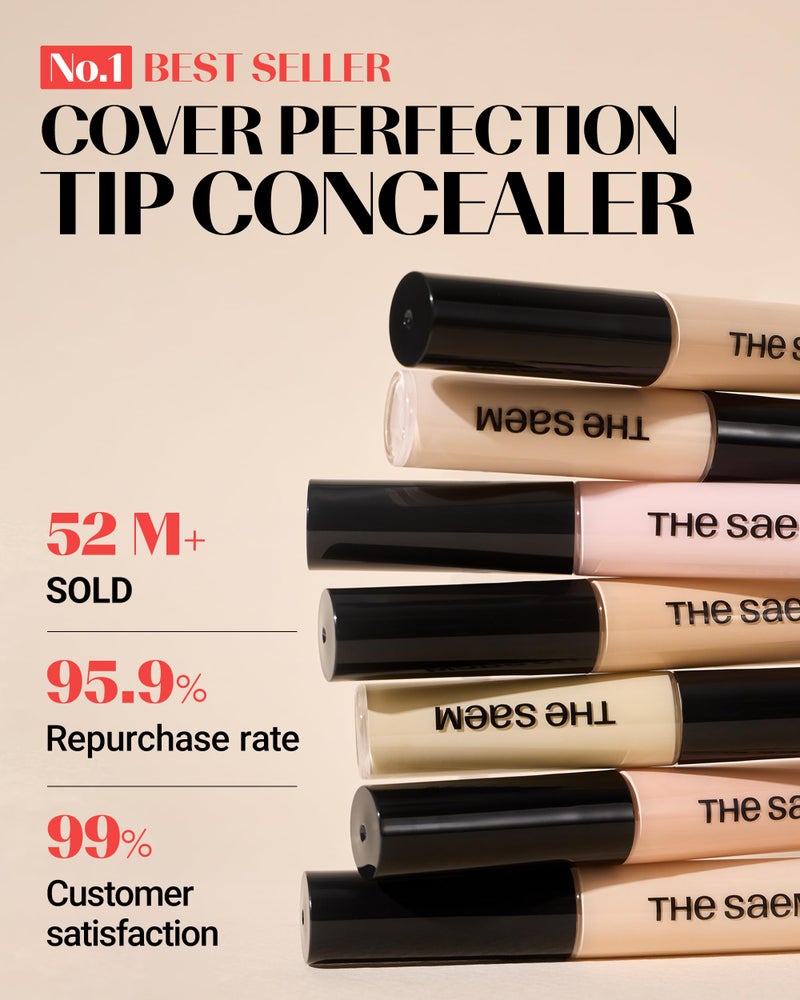 THESAEM Cover Perfection Tip Concealer 3-Pack Set - 1, 1.5, 2 Bundle - High Coverage Long Lasting Concealer Kit - Korean Makeup for Dark Circles, Blemishes & Multi-Tone Matching, 0.2 fl.oz. each - Image 2