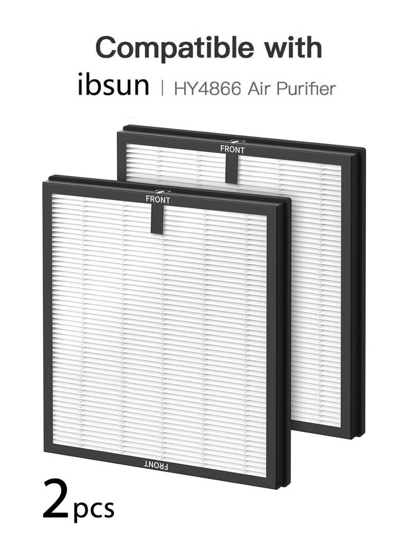 Bukela Air Filter H13 Ture HEPA Filter Suitable ibsun HY4866 Air Purifier for Dust, Pet Dander, Pollen for Bedroom and Office, Standard Version, 2 Pack - Image 1