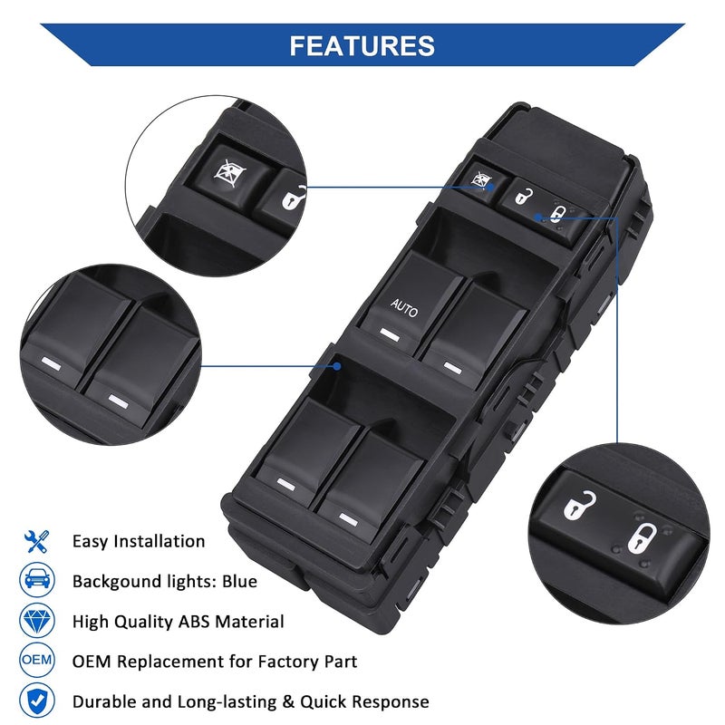 Obaee Power Window Switch Front Left Driver Side, Compatible with 2008-2013 Dodge Avenger Caliber Charger Magnum Dakota 07-10 Chrysler 200 300 Sebring 11-13 Jeep Compass Patriot 4602780AA, 4602780AB - Image 5