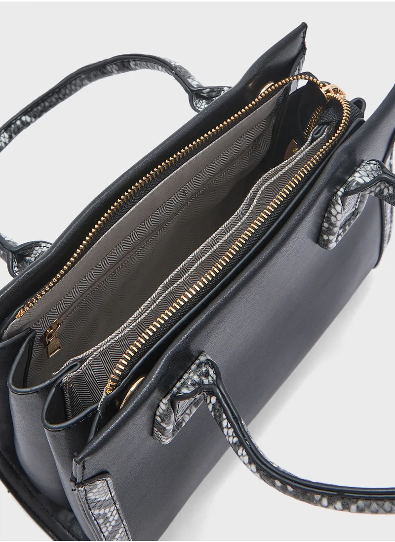 ELLA Contrast Snake Panel Satchel Bag