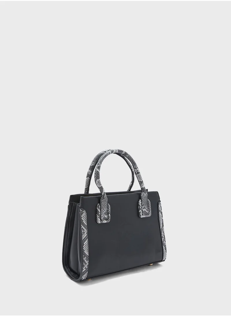 ELLA Contrast Snake Panel Satchel Bag