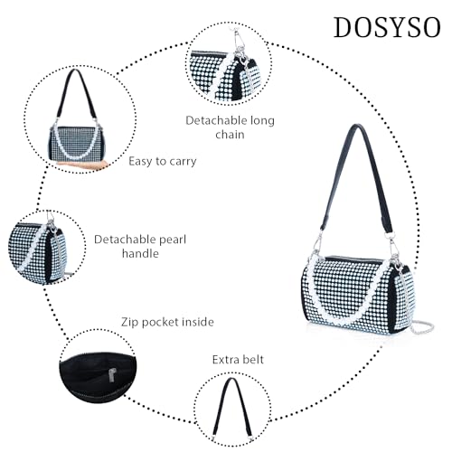 DOSYSO Rhinestone Crossbody sling Bag with Chain strap side Bag Evening Clutch Pearl Handle Designer Handbags for Women Stylish Latest Girls Glitter Ladies Purse for Party Wedding (MULTICOLOR) - Image 3