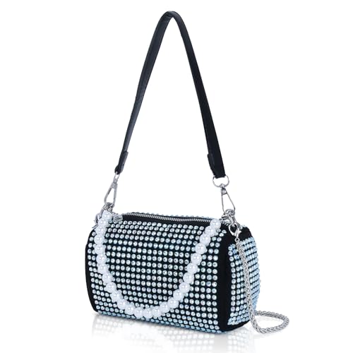 DOSYSO Rhinestone Crossbody sling Bag with Chain strap side Bag Evening Clutch Pearl Handle Designer Handbags for Women Stylish Latest Girls Glitter Ladies Purse for Party Wedding (MULTICOLOR) - Image 1