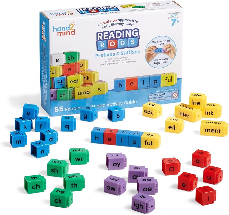 Hand2Mind Reading Rods - Prefixes & Suffixes Learning Set for Kids - Image 1