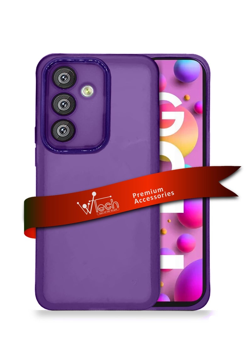Wtech Samsung Galaxy F15/M15 Soft Transparent TPU Silicone Ultra Thin Phone Stylish Electroplated Camera Border Back Case Cover - Purple  - Image 1
