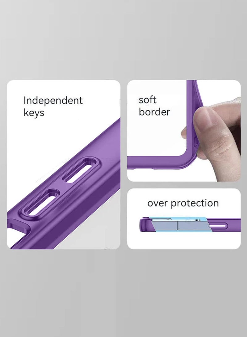 Wtech Samsung Galaxy F15/M15 Soft Transparent TPU Silicone Ultra Thin Phone Stylish Electroplated Camera Border Back Case Cover - Purple  - Image 4