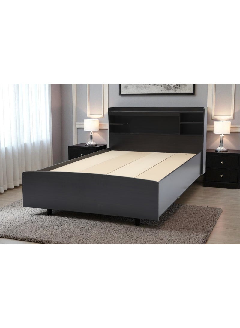 مالتي هوم فيرنيتشر سرير خشبي حديث مع لوح أمامي للتخزين - لون وينج (MH 400 Wenge) - Image 1