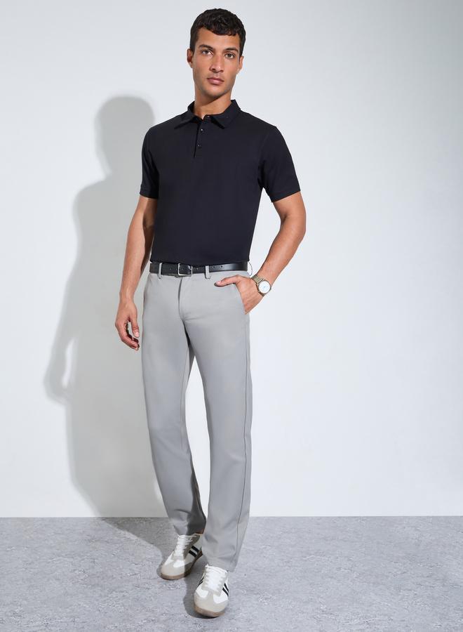 Styli Grey Solid Slim Fit Stretch Formal Trousers - Image 2