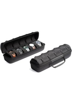 Milatech Mens 6-Slot Watch travel roll case, hard men's watch holder ,watch storage box organizer, with carry handle  - Image 1
