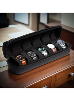 Milatech Mens 6-Slot Watch travel roll case, hard men's watch holder ,watch storage box organizer, with carry handle  - Image 2
