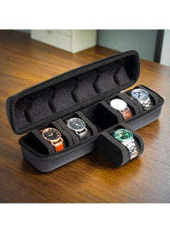 Milatech Mens 6-Slot Watch travel roll case, hard men's watch holder ,watch storage box organizer, with carry handle  - Image 3
