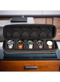 Milatech Mens 6-Slot Watch travel roll case, hard men's watch holder ,watch storage box organizer, with carry handle  - Image 5